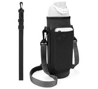 Linkidea Portabottiglie con 2 cinghie, compatibile con Owala FreeSip 680,4 g, borsa a tracolla con tasca in rete per telefono, nero