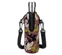 Linkidea Portabottiglie in neoprene con tracolla, compatibile con bottiglie S'well, Koodee, MIRA a forma di cola, da 500 ml, con tracolla, mimetico