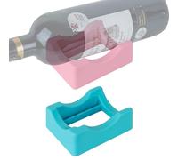 Linkidea Portabottiglie in silicone, versatile, supporto antiscivolo per bottiglia singola, compatibile con vino e champagne, espositore per bar, cucina (blu e rosa)