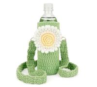 Linkidea Portabottiglie usa e getta con tracolla compatibile con Lifewtr, da 40 ml, Smartwater, porta bottiglia d'acqua in plastica fatto a mano (verde)