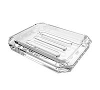 Linkidea Portasapone da Bar Rettangolare in Vetro, Vassoio Salvasapone per bancone del Bagno, Scatola Portapiatti in Spugna di Vetro per Doccia (Trasparente)