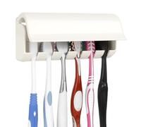 Linkidea Portaspazzolino a 6 scomparti con coperchio, organizer da parete per camper, gancio adesivo in plastica per doccia, compatibile con spazzolino manuale Oral-B e Colgate