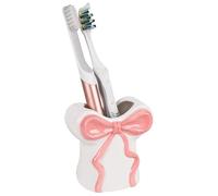 Linkidea Portaspazzolino da banco per bagno, supporto per papillon personalizzato in ceramica per spazzolino manuale, organizer da toeletta compatibile con Oral-B CrossAction, Philips Sonicare One