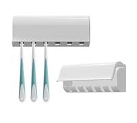 Linkidea Portaspazzolino da denti a 6 scomparti da parete, confezione da 2 ganci organizer per camper con coperchio, portaspazzolino autoadesivo compatibile con Oral-B CrossAction, Colgate Extra Clean