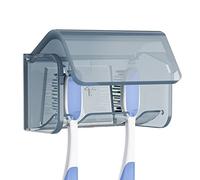 Linkidea Portaspazzolino da parete con coperchio, 2 scomparti, autoadesivo, per doccia, camper, camper, bagno