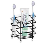 Linkidea, Portaspazzolino da parete/piano di lavoro per doccia, supporto per spazzolino in acciaio inossidabile, organizer a 3 scomparti compatibile con spazzolini Colgate Extra Clean, Oral-B