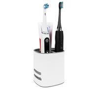Linkidea Portaspazzolino elettrico per bagno, organizer in plastica per dentifricio, supporto da appoggio a 3 slot compatibile con Oral-B serie iO, Philips Sonicare ProtectiveClean (grigio)