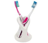 Linkidea Portaspazzolino manuale da banco per bagno, esclusivo supporto organizer in ceramica compatibile con Oral-B CrossAction, Colgate Extra Clean, Reach Essentials spazzolino da denti (bianco)