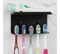Linkidea Portaspazzolino parete, in alluminio spaziale, porta spazzolini elettrici autoadesivi, dispenser per spazzolino elettrico e dentifricio per bambini, montaggio a parete, per bagno, doccia