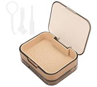Linkidea Scatola di fissaggio a doppio strato, contenitore per protesi dentarie con strumento di rimozione, spazzola e masticatore, contenitore paradenti in ABS (marrone)