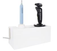 Linkidea Scatola organizer per cavi da bagno per spazzolino elettrico e caricabatterie per rasoio, custodia per nascondere i cavi, organizer da banco senza ingombri (bianco)