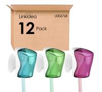Linkidea - Set da 12 Copritestine per Spazzolini da Viaggio con Ventosa, Compatibili con Spazzolini Oral-B e Manuali - Supporto Portatile da Parete per Uso Esterno