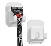 Linkidea - Set da 2 supporti autoadesivi per rasoio da doccia, supporto da parete per bagno, gancio compatibile con Vikings Blade The Chieftain, Merkur 23C (Bianco)
