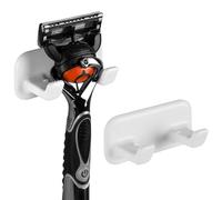 Linkidea - Set da 2 supporti per rasoio da doccia, gancio adesivo da parete, organizer per rasoio senza fori, compatibile con Gillette Fusion 5, Harry's, Dorco Pace 6 (Bianco)