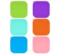 Linkidea set da 6 coperchi in silicone riutilizzabili per conservazione alimenti, coperchi quadrati anti-perdita per contenitori di salse, accessori cucina compatti, compatibili con 6 oz