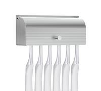 Linkidea Supporto da parete per spazzolino da denti con copertura per bagno, doccia, in acciaio inox, autoadesivo, montaggio a parete, 6 slot
