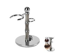 Linkidea supporto in acciaio inox per rasoio di sicurezza e pennello da barba, base antiscivolo, design stile bambù, antiruggine da appoggio, compatibile con Vikings Blade Chieftain e Odin (Grigio)