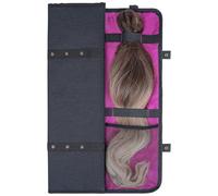 Linkidea Supporto per extension con borsa portaoggetti, organizzatore da viaggio 27,1 pollici, contenitore capiente con 4 ganci per parrucche, trecce, extension clip-in, bundle, nero