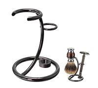 Linkidea Supporto per pennello da barba doccia, porta rasoio di sicurezza, compatibile con i rasoi Vikings Blade Chieftain ed Emperor Augustus (nichel spazzolato)