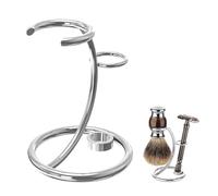 Linkidea Supporto per Rasoio da Barba, supporto per rasoio di sicurezza e spazzola da barba per il bagno,compatibile con Merkur 34C HD,23C,serie Gillette NFL,Henson AL13,Vikings Blade(cromato/argento)