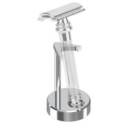 Linkidea Supporto per rasoio di sicurezza da uomo, compatibile con Vikings Blade the Chieftain, Merkur 34C, 700002, 23C, 38C, organizer per strumenti da barba per bancone del bagno (argento)