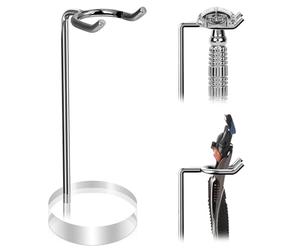 Linkidea Supporto per rasoio in acciaio inox, base in acrilico ponderato, compatibile con Gillette ProGlide Power, Merkur 23C, Schick Hydro Sensitive (argento)