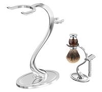 Linkidea Supporto per Rasoio, Porta Pennello da Barba in Lega di Zinco con Base Antiscivolo, Kit Rasoio di Sicurezza per Doccia e Bagno, Compatibile con Vikings Blade the Chieftain (Cromato)