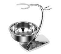 Linkidea Supporto universale di sicurezza per rasoio con ciotola da barba, supporto da barba da uomo in acciaio inox e ciotola per sapone per barbiere, bagno, doccia