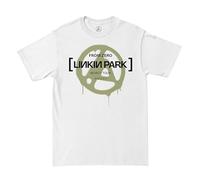 Linkin Park Maglietta Ufficiale Zero Merch Olive Spray, Bianco, L