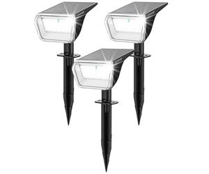Linkind 60 faretti solari a LED per esterni da giardino, 800 lm, 6500 K, luce diurna, con indicatore di carica, regolabile a 135°, con batteria di classe S, IP67, resistente alle intemperie