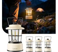Linkind Lampada da campeggio a LED dimmerabile, 2 colori, funzionamento a batteria, lanterna da campeggio retrò con durata di 200 ore, portatile, IPX4, per campeggio, emergenze, tenda, escursionismo