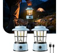 Linkind Lampada da campeggio a LED USB C, ricaricabile, lanterna da campeggio, freddo e caldo, 2 colori, batteria integrata da 3600 mAh, luce di emergenza per campeggio, escursionismo, interruzione di