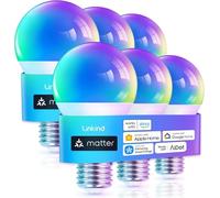 Linkind Lampadina LED collegata Wi-Fi RGBTW E27, Matter compatibile con Alexa/Siri/Google Home/SmartThings, 1800-6500K, Multicolore, sincronizzazione musicale, 800 lm, sostituisce 60 W, confezione da