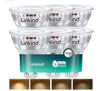 Linkind Lampadina LED GU10 dimmerabile ultra efficiente, 2,5 W equivalenti a 50 W, luce bianca calda 2700 K, lampadina a risparmio energetico dimmerabile 415 Lm, GU10 Classe B, Pacco da 6