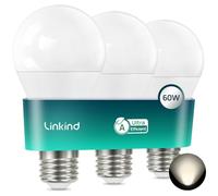 Lampada LED Linkind E27 ultra-efficiente, 3,8 W = 60 W, bianco neutro 4000 K con etichetta di efficienza energetica A, A60 Edison 806 Lm, sorgente luminosa LED di classe A, opaca, 3 pezzi