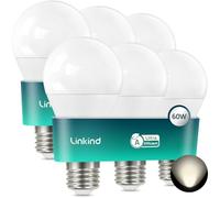 Linkind Lampadina LED E27 Ultra Efficiente, 3,8 W=60 W, 4000 K, bianco neutro, classe energetica A, non dimmerabile, A60 Edison 806 lm, angolo 200°, risparmio energetico, confezione da 6