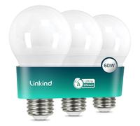 Lampada LED Linkind E27 ultra-efficiente, 3,8 W = 60 W, bianco neutro 4000 K con etichetta di efficienza energetica A, A60 Edison 806 Lm, sorgente luminosa LED di classe A, opaca, 3 pezzi
