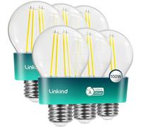 Linkind Lampadina Vintage, E27 Ultra Efficiente, 7,2 W = 100 W, Luce Bianca Calda 2700 K Non Dimmerabile, 1521 Lumen, Lampadina Edison A60, Pacco da 6