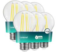 Linkind Lampadina Vintage Ultra Efficiente E27, 3,8 W = 60 W, Bianco Caldo 2700 K Non Dimmerabile, Lampadina Edison A60 da 806 Lumen, Pacco da 6