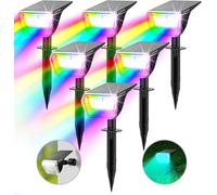 Linkind Luce solare colorata da giardino per esterni, RGB e bianca, 10 modalità, luci solari per esterni, con indicatore di carica e tempo di combustione ultra lungo, faretto solare resistente alle