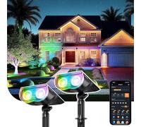 Linkind RGBTW Faretti Solari Intelligenti per Esterni SL5C, MPPT Solar-Tech, 16 Milioni di colori, Controllo Tramite app e Gruppo, Sincronizzazione musicale,IP67, confezione da 2