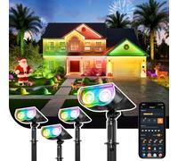 Linkind RGBTW Faretti Solari Intelligenti per Esterni SL5C, MPPT Solar-Tech, 16 Milioni di colori, Controllo Tramite app e Gruppo, Sincronizzazione musicale,IP67, confezione da 4