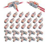 Linkstyle 30 Pezzi Morsettiere Elettriche, Connettori Elettrici Rapid a forma di T, 1 in 2 fuori Bilaterale Connettore Conduttore Compatto