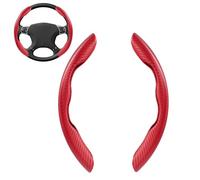 Linkstyle Coprivolante Auto Universale, Antiscivolo e Traspirante Copri Volante con Effetto Fibra di Carbonio, 37-38cm, Rosso