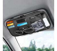 Linkstyle Organizer Parasole per Auto in Pelle PU, Tasca Portaoggetti con Porta Occhiali Auto & Porta Carte di Credito per Scontrini Penne Patente