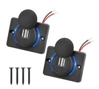 Linkstyle Pannello di uscita USB per auto, doppio pannello di ricarica USB A da 3,1A con LED impermeabile per moto da 12V/24V, barche, marina -2 pezzi