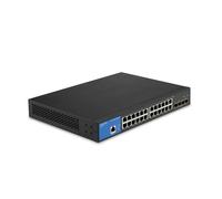 Linksys Switch di rete gestito Gigabit a 24 porte LGS328C con 4 slot Uplink SFP+ 10G - Sicurezza avanzata, QoS, routing statico, VLAN, IGMP Caratteristiche - Alloggiamento in metallo, montaggio a