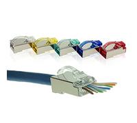 LINKUP - [5 colors Snagless RJ45 Cat6 STP Connectors EZ Pass Through Ends | Ethernet Cat 6 8P8C Solid Plugs | STP Gigabit Round Cable Connector | Platinum 50 Mi Gold Plated High Performance|50 Pack