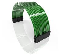 LINKUP - 50cm Cavo di Prolunga di Alimentazione per PC Rivestito in Silicone Guaina Metallica Morbido e Flessibile per Instradare Con Kit a Pettine┃1x 24P (20+4) Scheda Madre ATX┃500mm - Verde