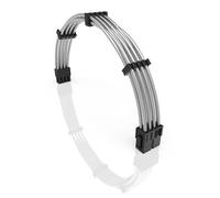 LINKUP - 50cm Cavo di Prolunga di Alimentazione per PC Rivestito in Silicone Guaina Metallica Morbido e Flessibile per Instradare CPU Con Kit a Pettine┃1x 8P (4+4) CPU EPS┃500mm - Argento